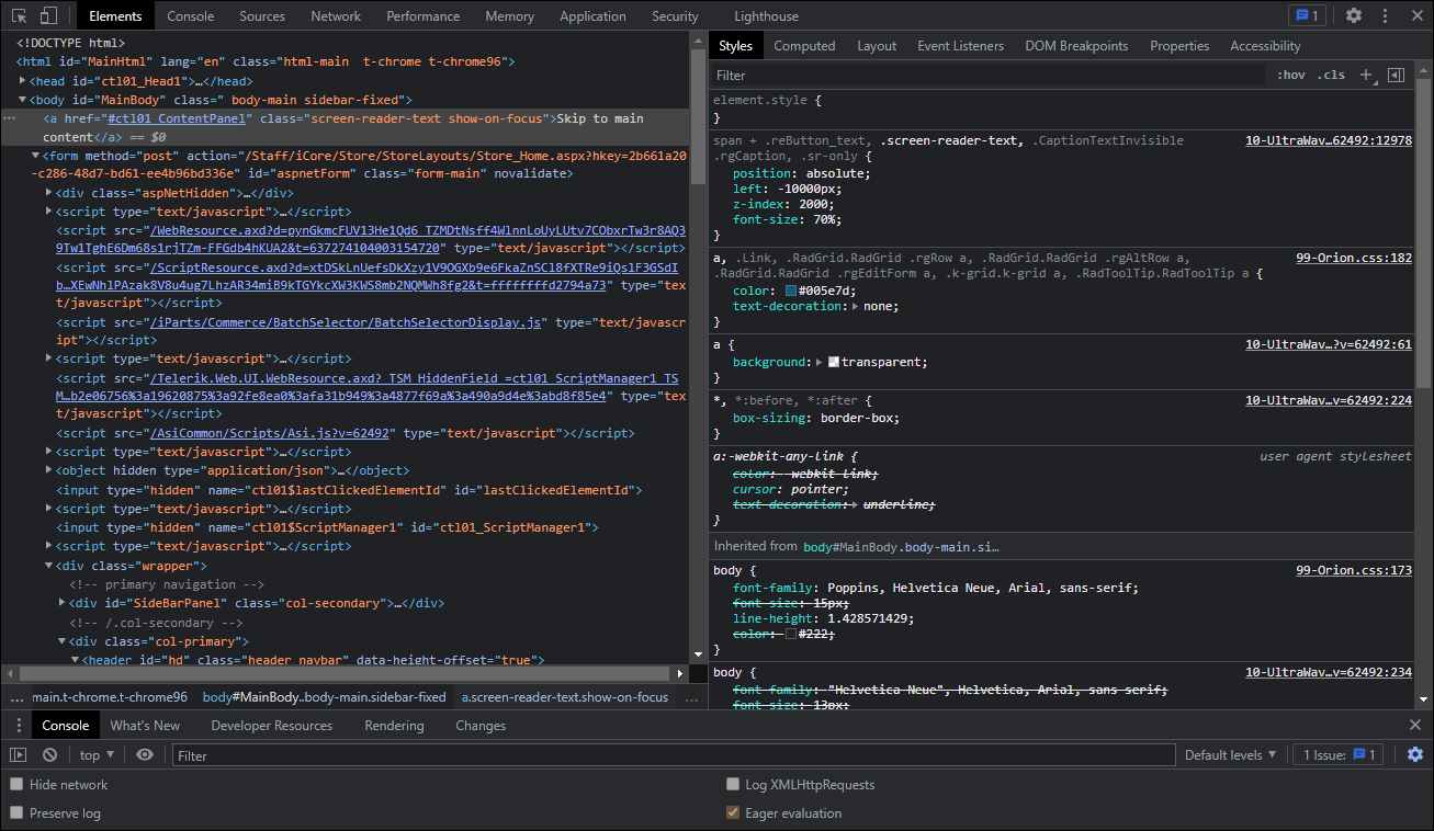 Viewing the developer toolbar