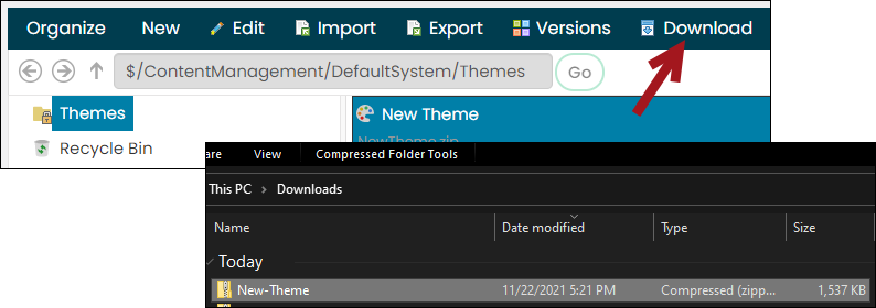 Downloading themes