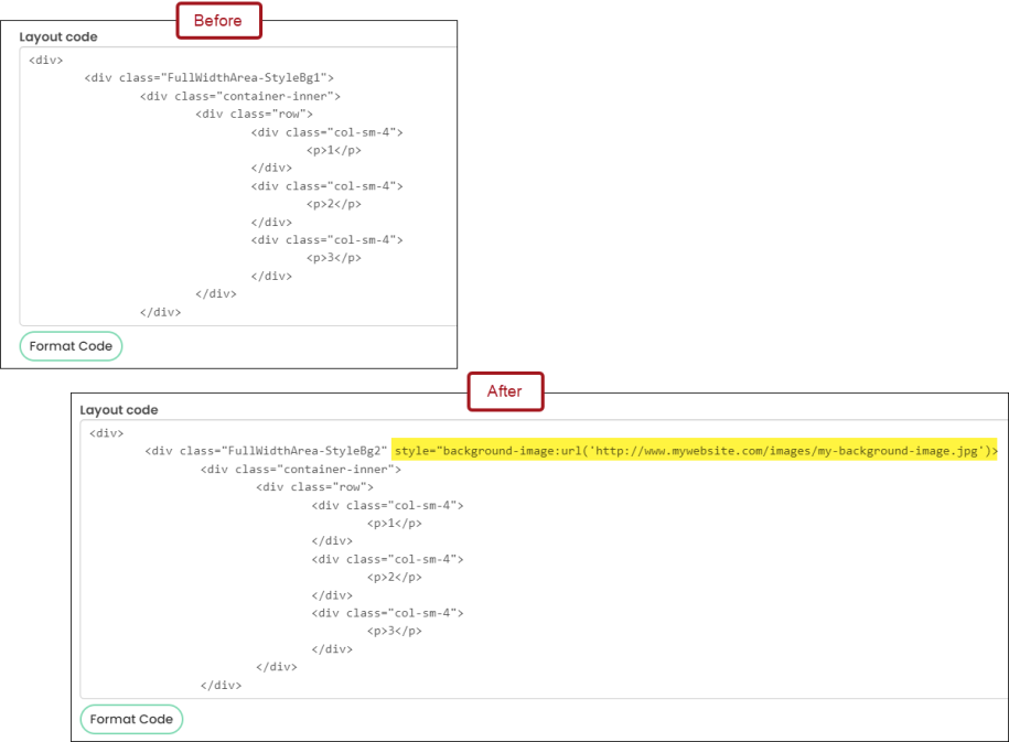 Changing the layout code