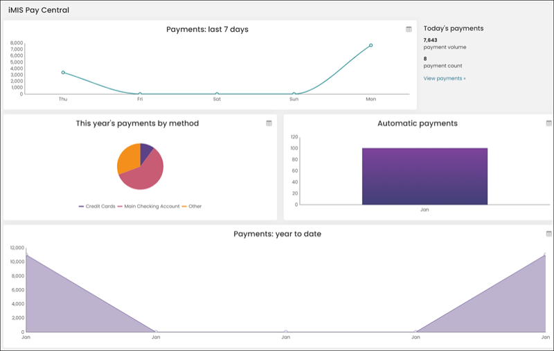Viewing a Pay Central dashboard example