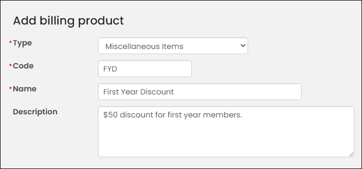 Adding a billing product