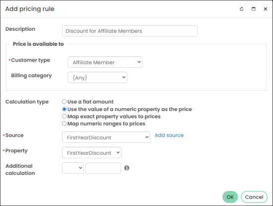 Adding a pricing rule