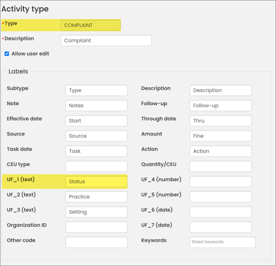 Identifying an Activity type and corresponding property