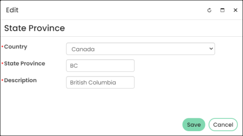 Editing a state or province