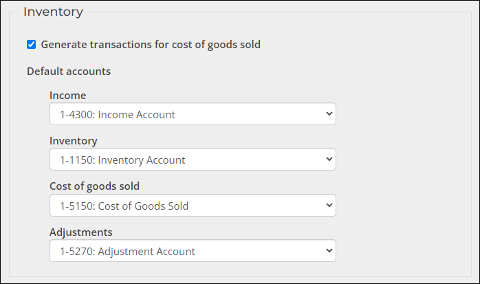 Configuring Inventory options