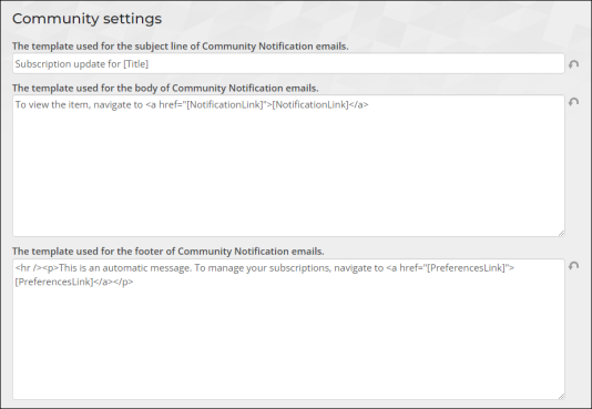 Viewing Community settings