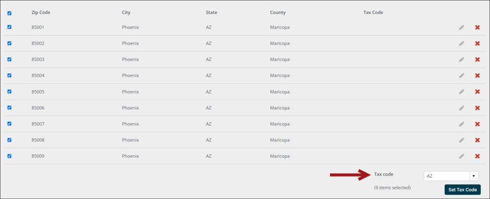 Selecting zip codes in bulk