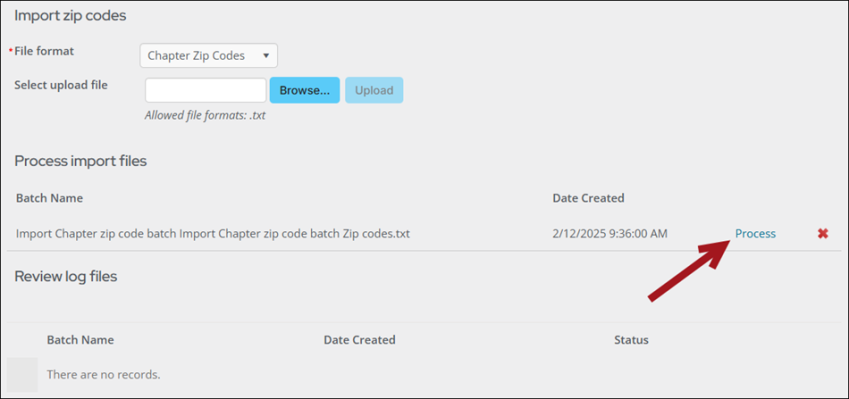 Processing the imported file