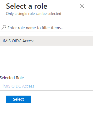 Selecting the iMIS OIDC Access role