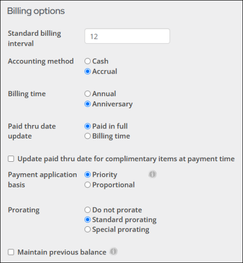 Viewing Billing options