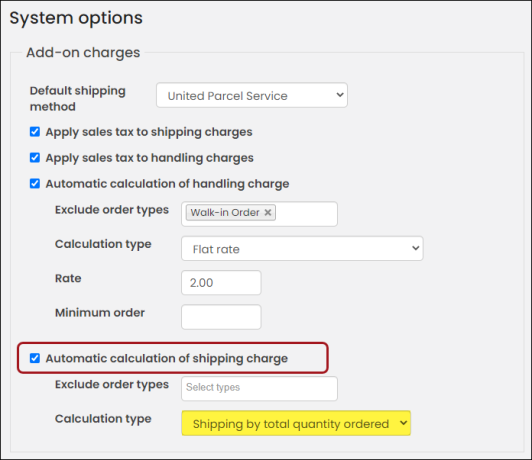 Enabling Automatic calculation of shipping charge
