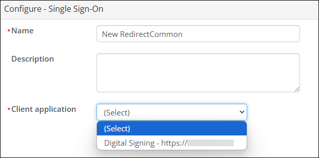 Selecting a Client application for the SSO