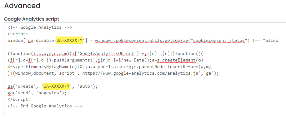 Google Analytics script