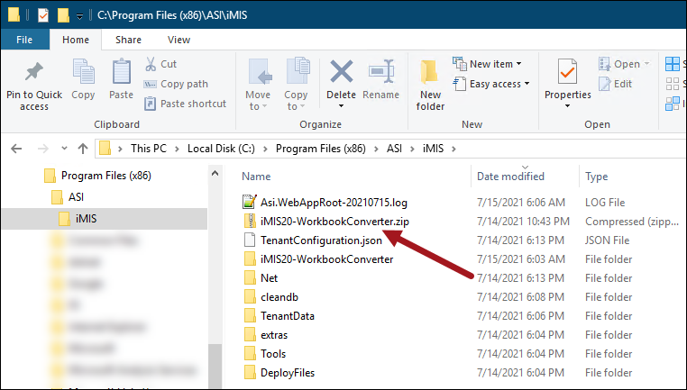 Locating the Workbook Converter zip file